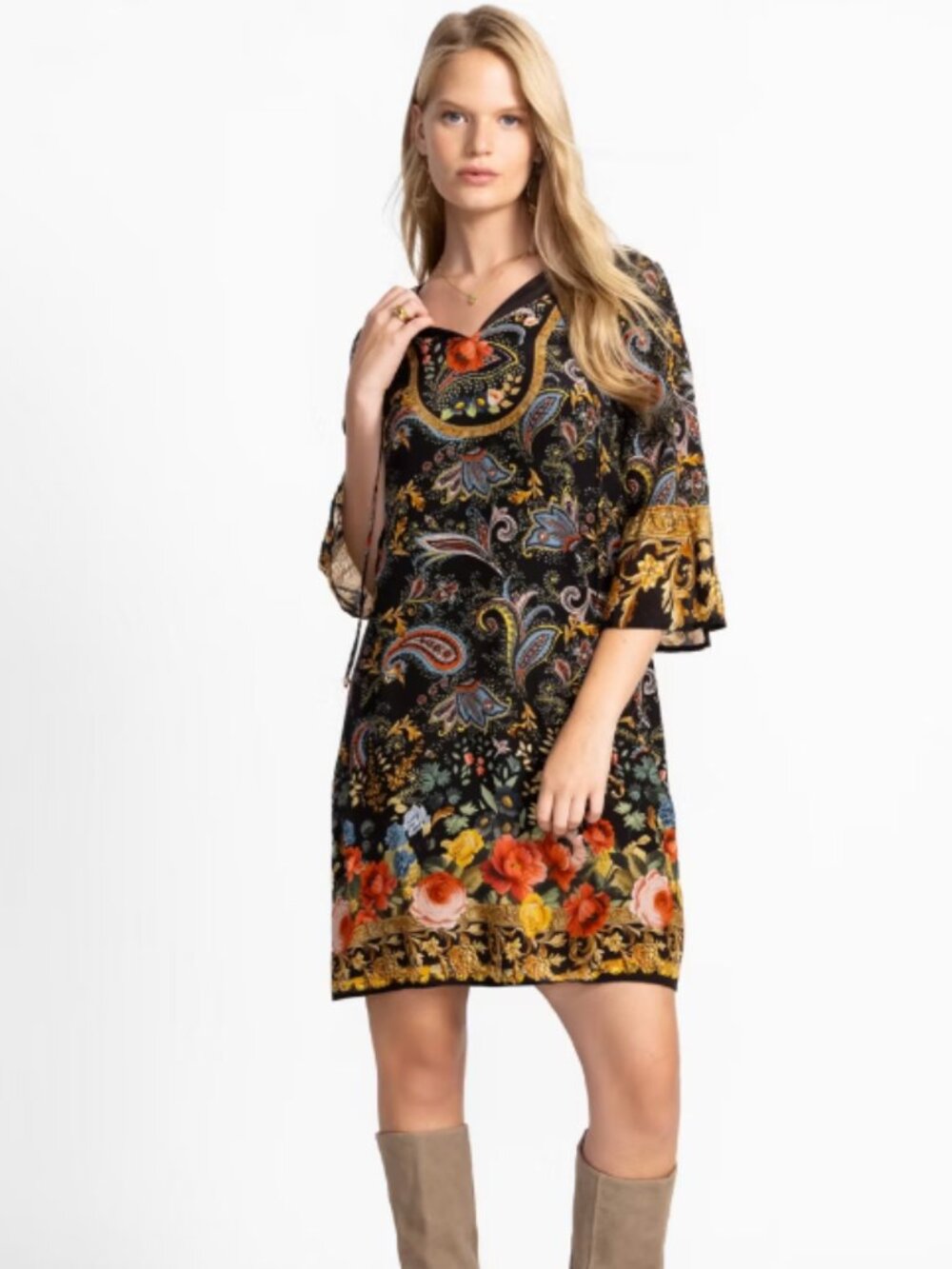 Johnny Was Sofiya 100% Silk Mini silhouette Dress XXL